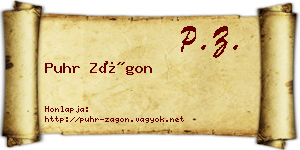 Puhr Zágon névjegykártya
